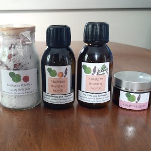 Kawakawa Balm 30ml, Body Oils & Bath Salts [with free soap and dish]